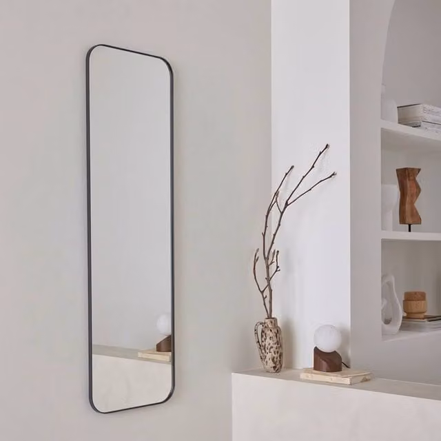 Sweekeek Modern Rectangular Steel Wall Mirror in Black, Width: 120 cm