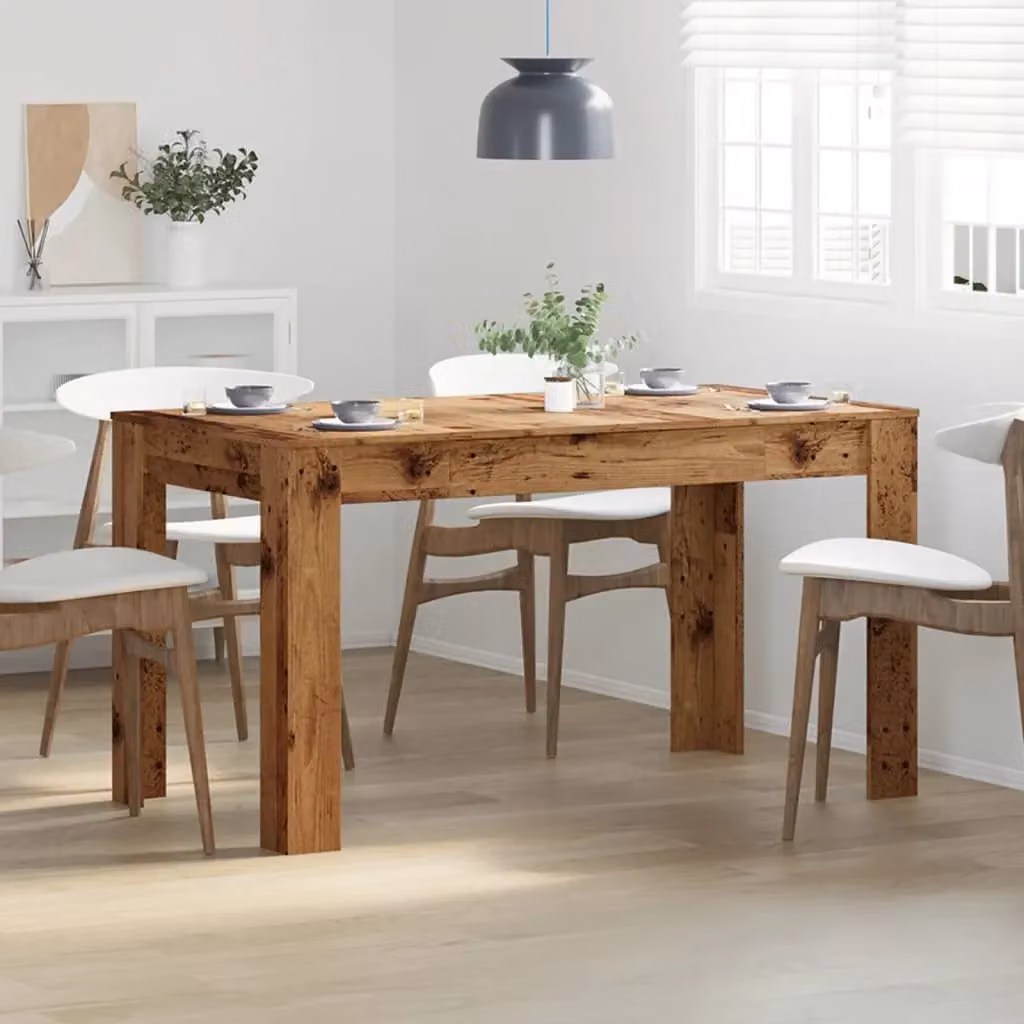 Berkfield Home Rustic Rectangular Dining Table in Brown, W/D/H: 140 x 74.5 x 76 cm – 2