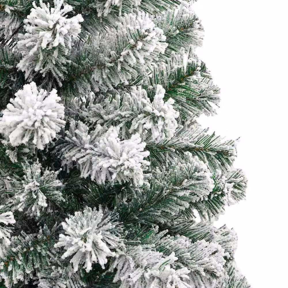Berkfield Home Realistic Artificial Hinged Christmas Tree in Green and White, Height: 210 cm – 4