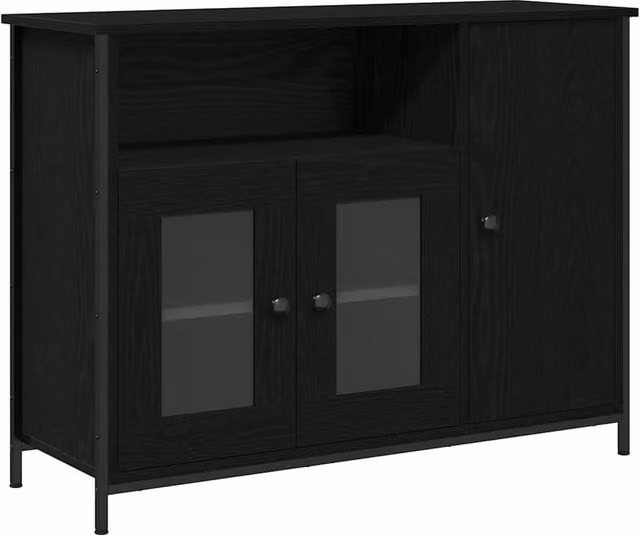 Berkfield Home Black Oak Sideboard W/D/H: 100 x 35 x 75 cm – 1