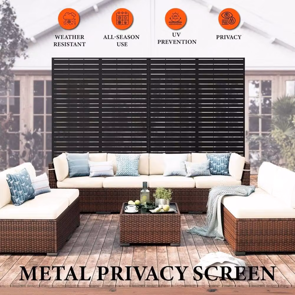 London Boutique Black Metal Garden Privacy Screen and Freestanding Outdoor Divider, H: 180 cm x W: 40 cm – 5