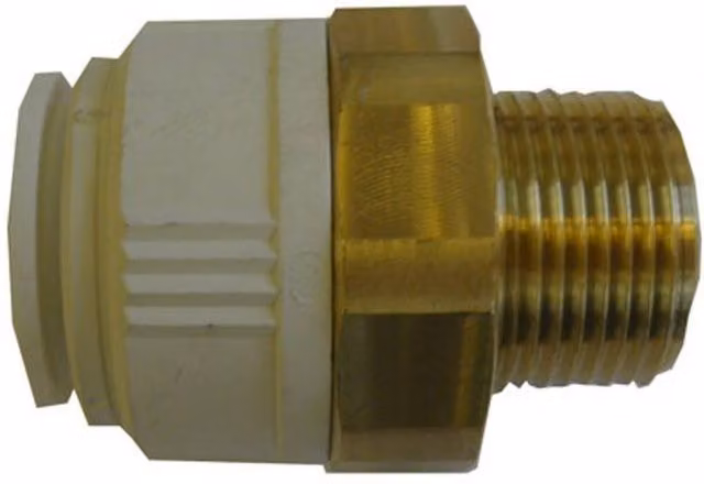 John Guest Brass Cylinder Adaptor 22mm x 1 inch Male in Gold