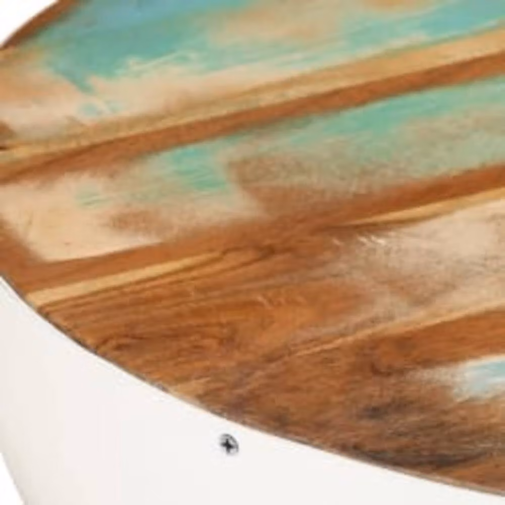 Berkfield Home Beautiful Bowl Shaped Coffee Table in White Solid Reclaimed Wood W/D/H: 60 x 60 x 30 cm – 3