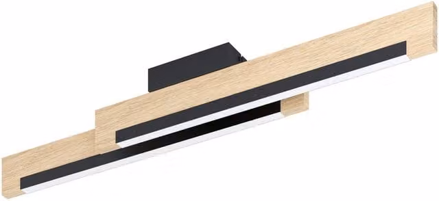 Loops Modern Flush Ceiling Light in Black and Brown with White Plastic Shade and 2x LED Bulbs Included