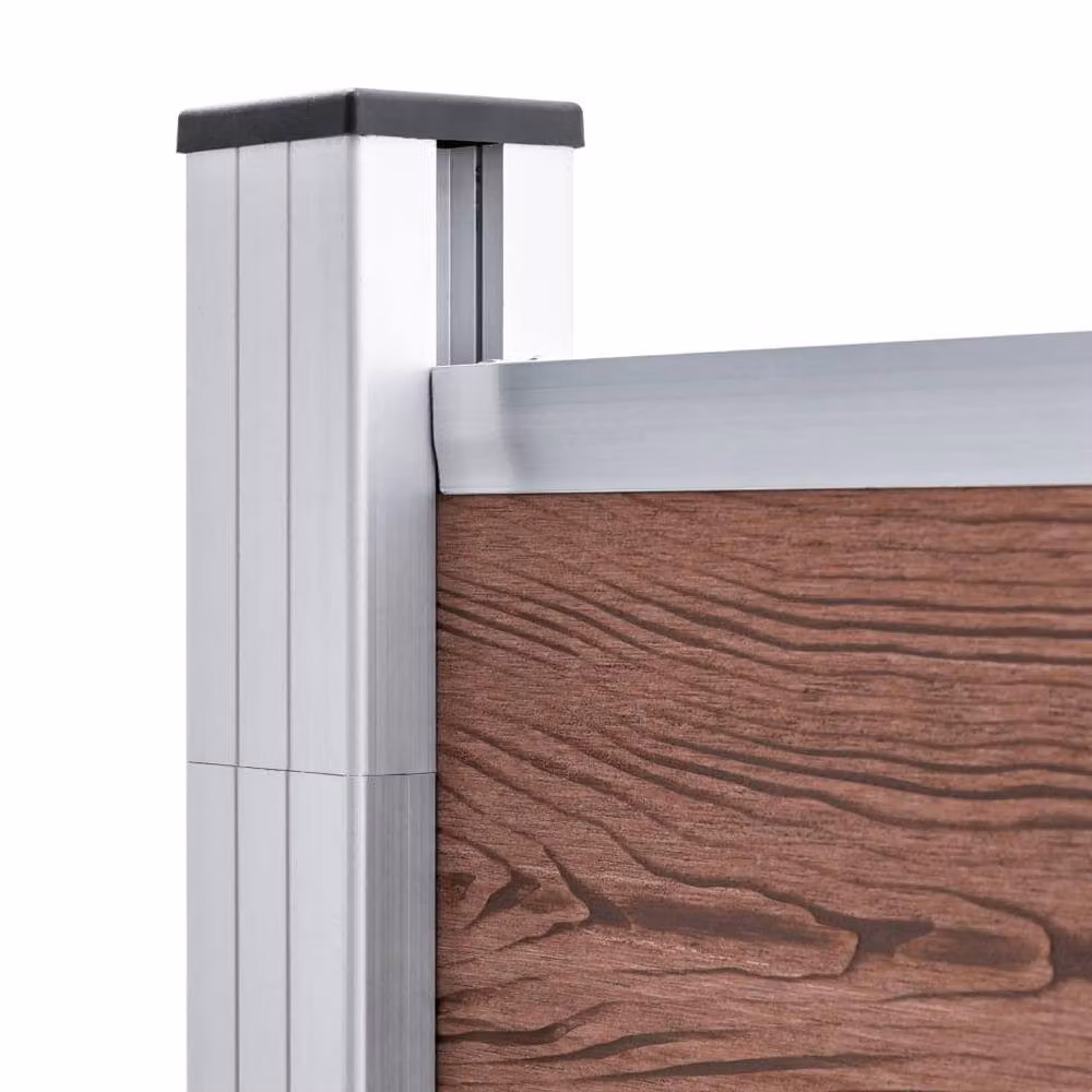 Berkfield Home Durable WPC Garden Fence, Brown, W: 175 cm, H: 186 cm – 3