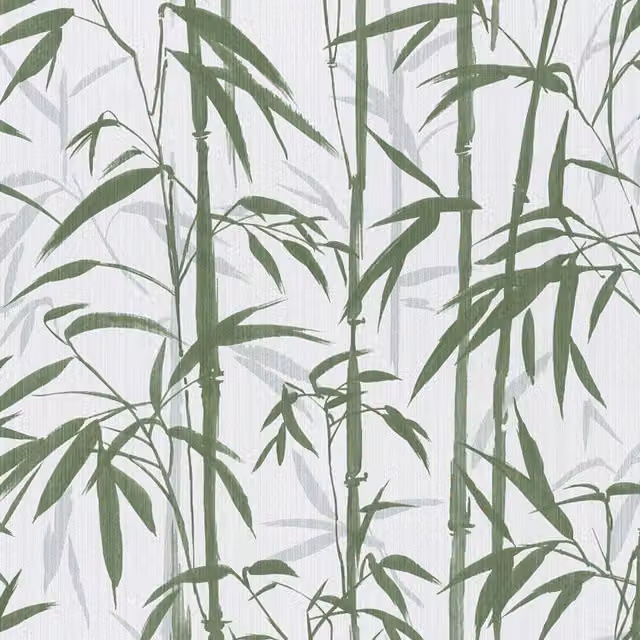 A.S. Création Modern Botanical Floral Vinyl Wallpaper in Green and White