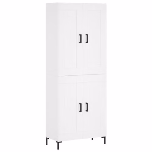 vidaXL Modern White Highboard Storage Cabinet with Hinged Doors and Internal Shelves, W/D/H: 180 x 69.5 x 44.5 cm
