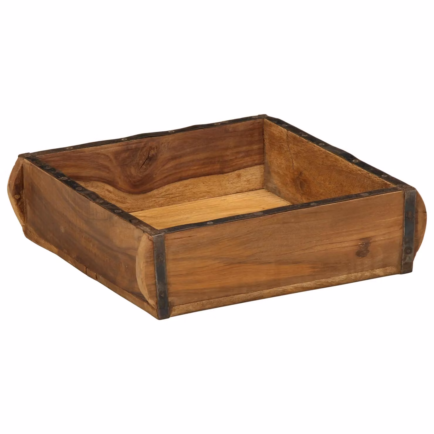 Berkfield Home Solid Reclaimed Wood Tray with Handles, Brown, W: 31 cm, D: 29 cm, H: 10 cm – 2