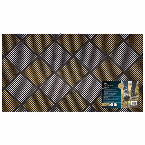 JVL Platina Scraper Rubber Doormat, Silver/Gold, W: 40 cm, D: 70 cm – 5