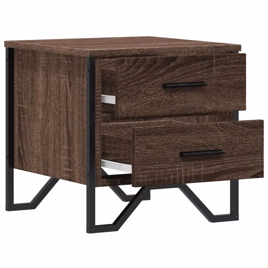 Berkfield Home Set of 2 Brown Oak Bedside Cabinets, W/D/H: 40 x 41 x 40 cm – 5