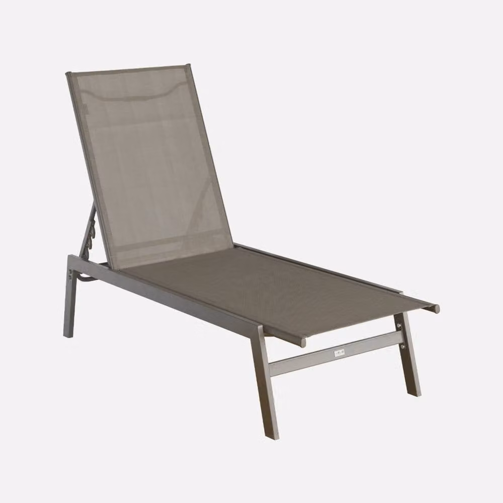 sweeek Set of 2 Multi-position Brown Textilene and Powder Coated Steel Deckchairs – 2