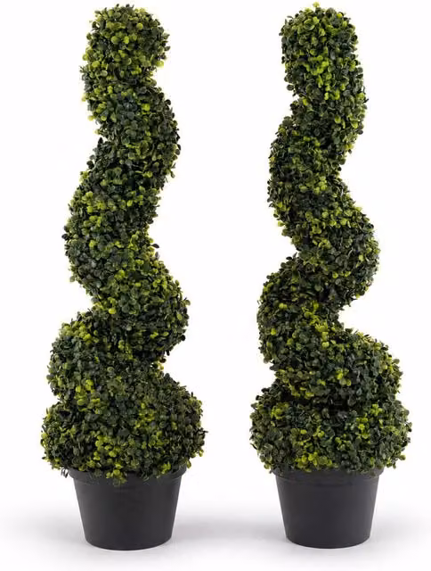 Oypla Set of 2 Green Artificial Tabletop Spiral Trees – 1
