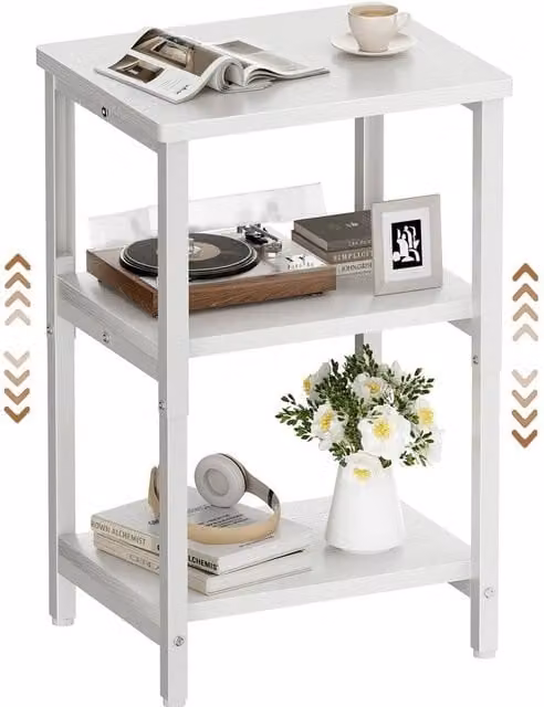FLAVORA White Height Adjustable Side Table and Nightstand – 1