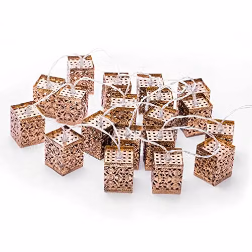 Globrite Moroccan Style Copper Metal Lantern Chain Light with 20 Warm White LEDs – 2