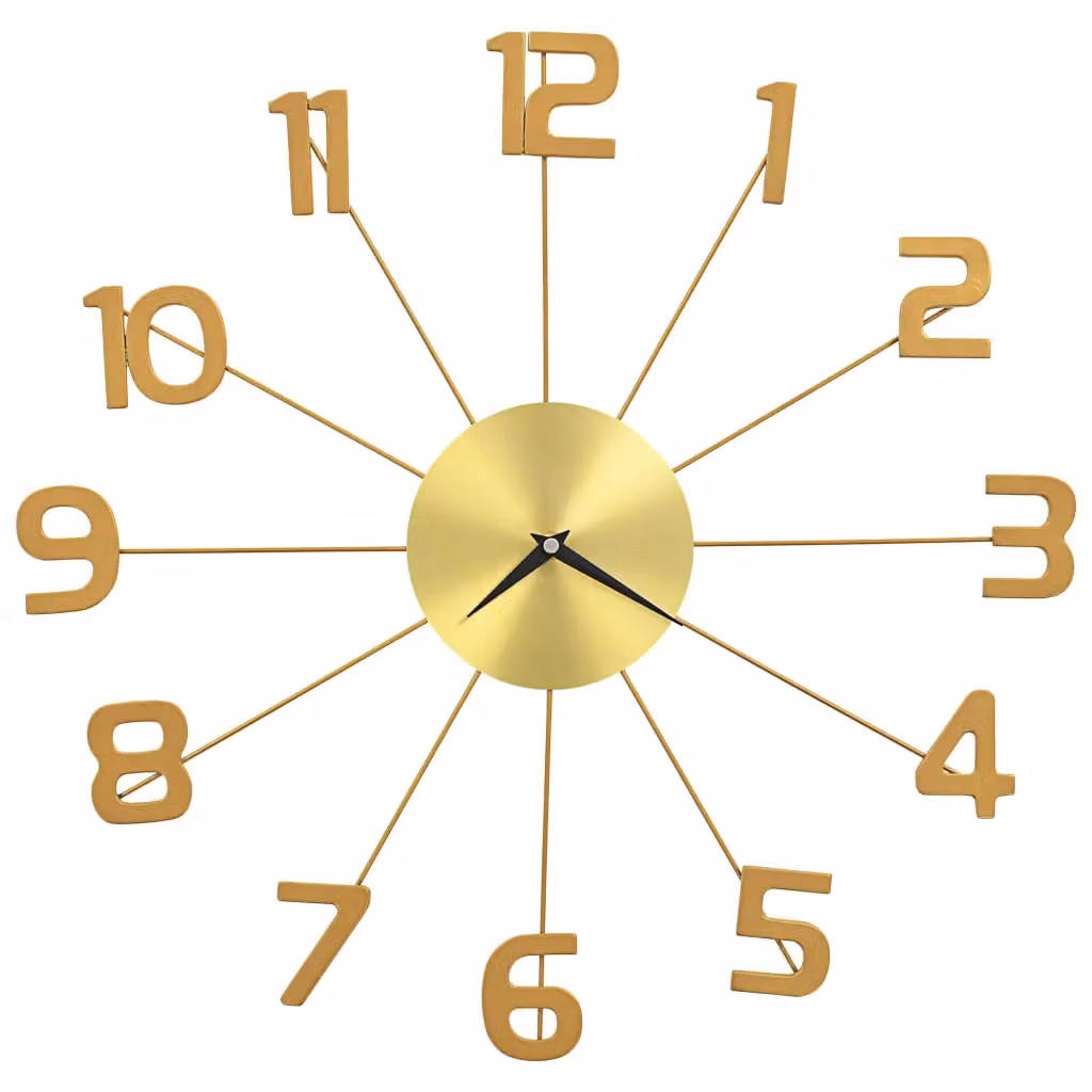Berkfield Home Round Metal Quartz Wall Clock in Gold, Diameter: 50 cm – 2