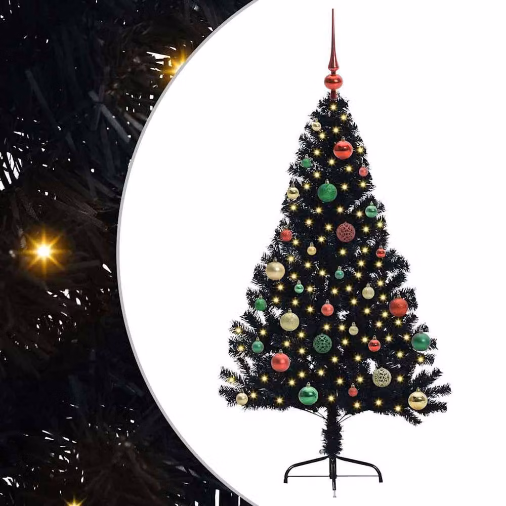 Berkfield Home Pre-lit Artificial Christmas Tree in Black, Height: 150 cm – 2