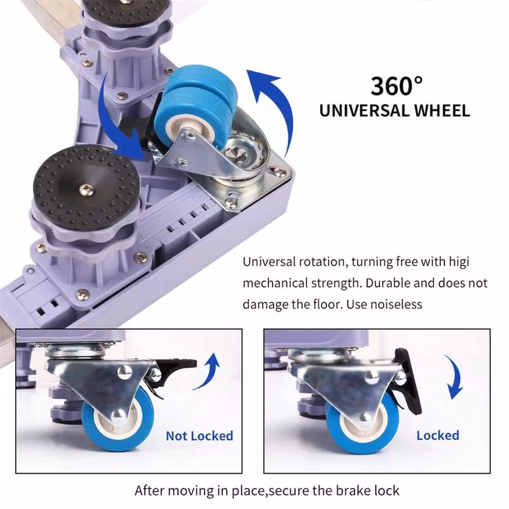 FLAVORA Fridge Trolley Wheels Washing Machine Base in Grey, W: 52 cm, D: 52 cm, H: 5.2 cm – 4