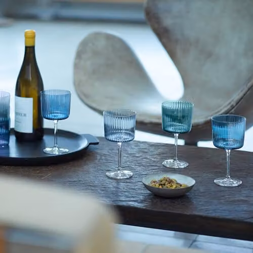 LSA International Blue Striped Glass Wine Glass Set, 0.75 l – 2