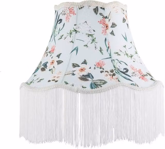 Happy Homewares Victorian Style Vintage Fabric Lamp Shade with Blue, Green and Pink Floral Decor in Duck Egg Blue, Diameter: 40 cm – 1