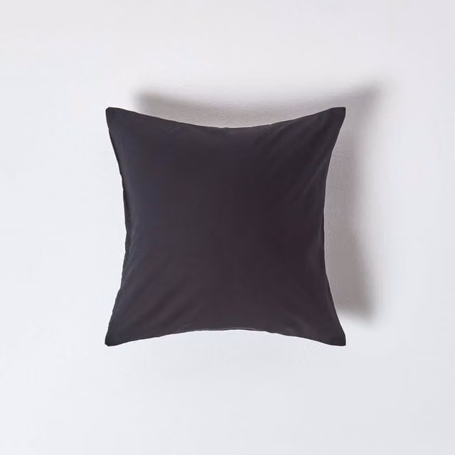 Homescapes 200 Thread Count Egyptian Cotton Percale Housewife Pillowcase, Black, W: 40 cm