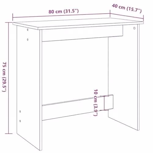 vidaXL Modern Writing Desk in Black, W/D/H: 80 x 40 x 75 cm – 3