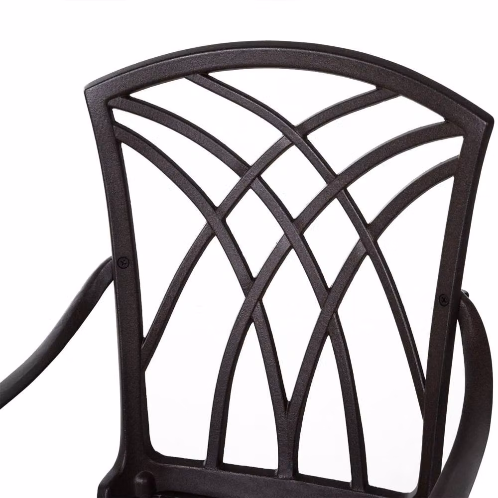 Wyld Haus Rohafa Brown Cast Aluminium 4 Seater Round Garden Dining Set with Armchairs – 6