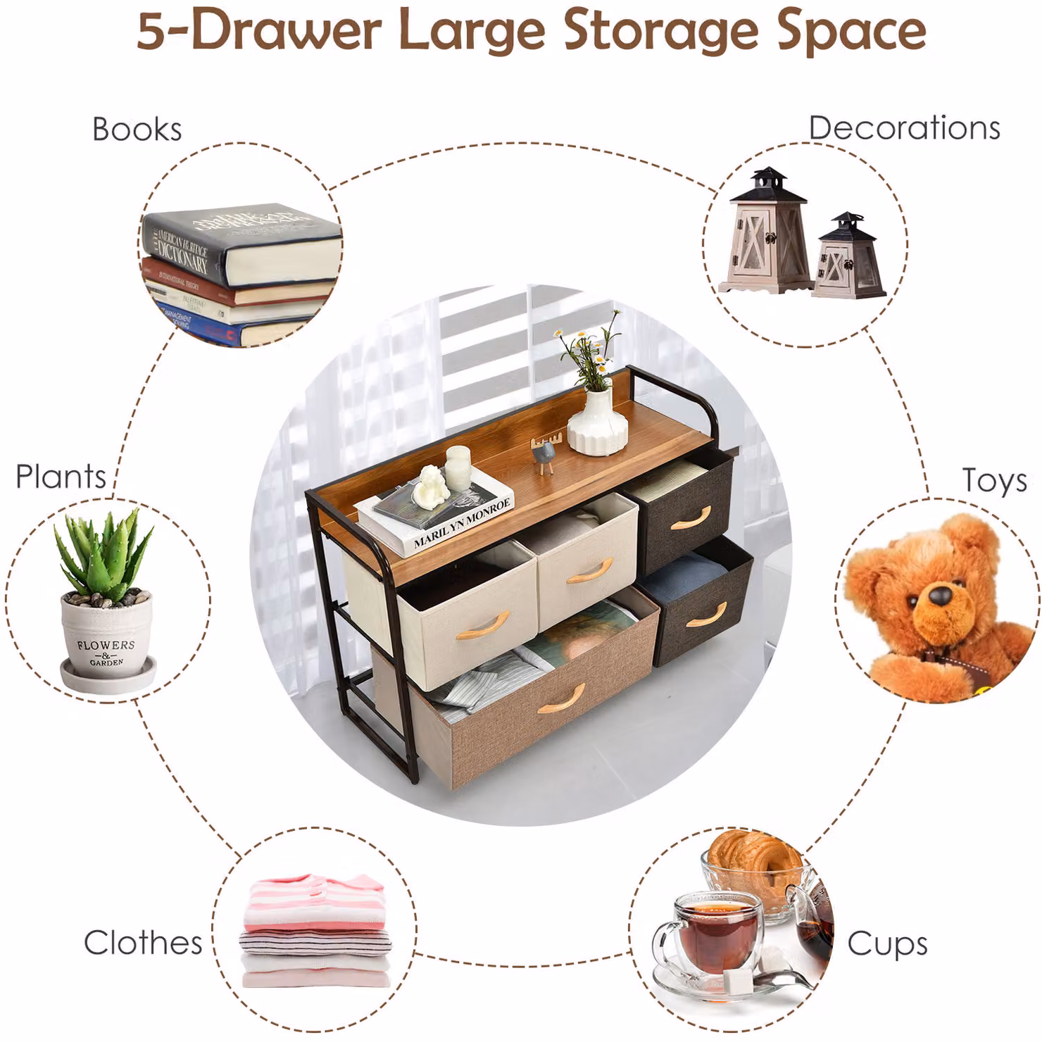Costway 5-Drawer Storage Tower Dresser in Black – 2