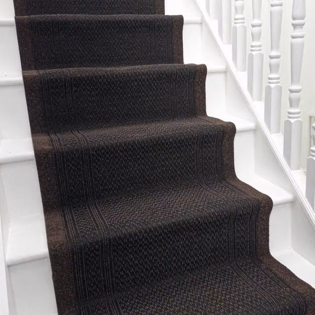 runrug Aztec Stair Runner Carpet, Non-Slip, Dark Brown, W: 80 cm, L: 450 cm