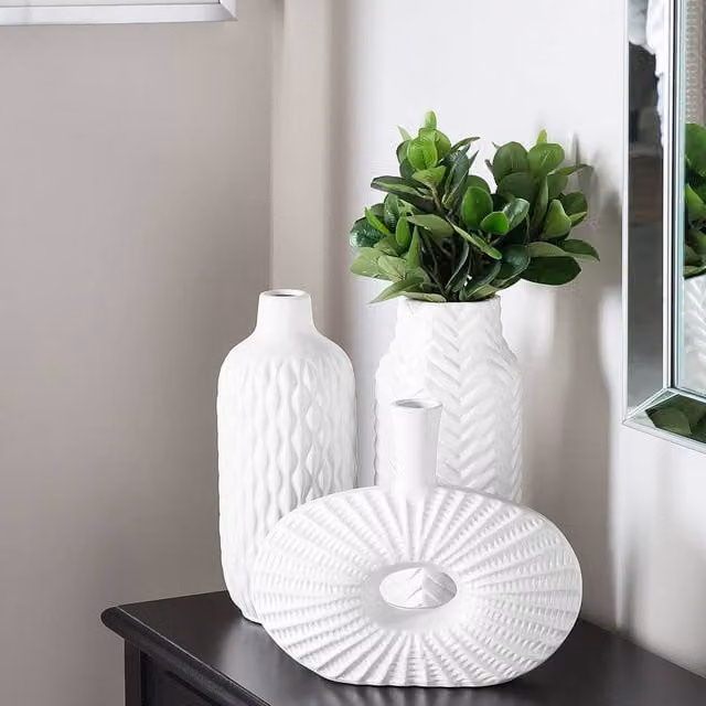 Wyld and Coco White Ceramic Bottle Vase, Height: 31 cm – 1