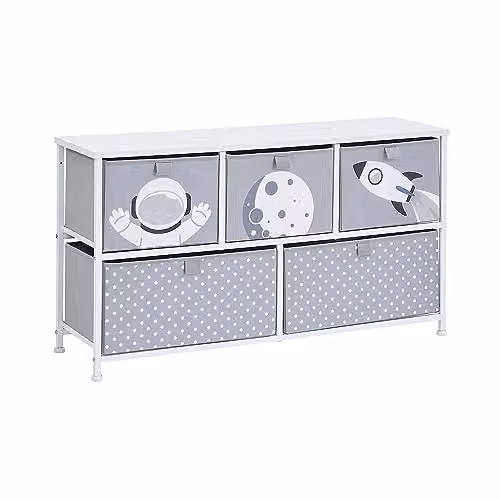 Liberty House Toys Spaceman 5 Drawer Storage Chest for Children in Grey and White – 2
