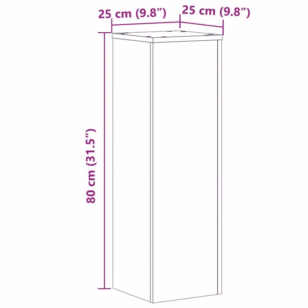 Berkfield Home Set of 2 Modern Square Plant Stands in Sonoma Oak, Beige, W/D/H: 25 x 25 x 80 cm – 2