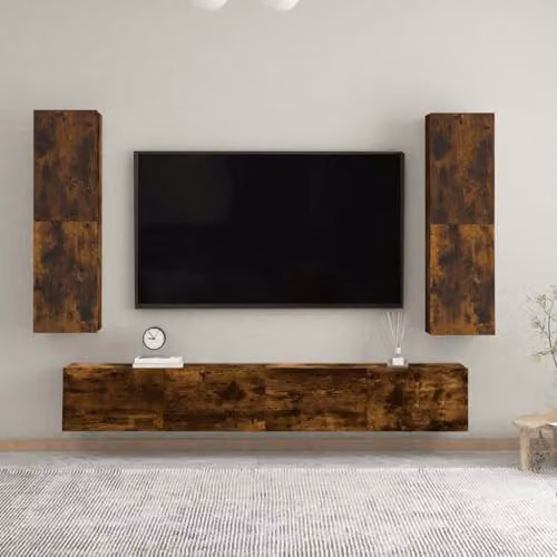 vidaXL Wall-mounted TV Cabinet in Brown Oak, W/D/H: 110 x 30.5 x 30 cm – 2