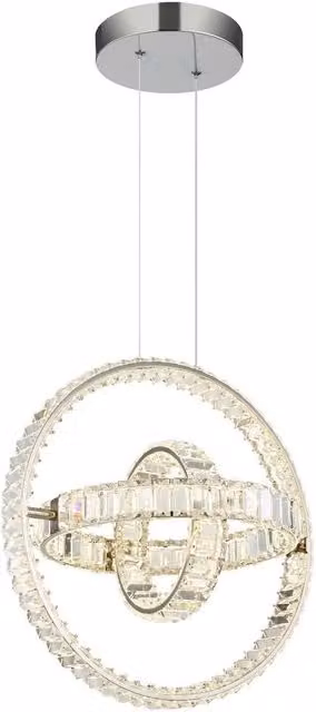 Netlighting Neil Dimmable LED Pendant Light in Chrome and Grey with K5 Crystals