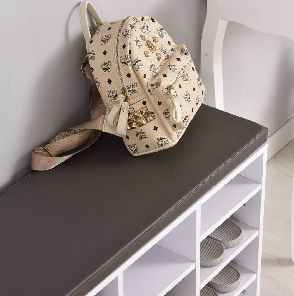 STILVORA White Shoe Rack with Synthetic Leather Cushion and 14 Compartments – 4