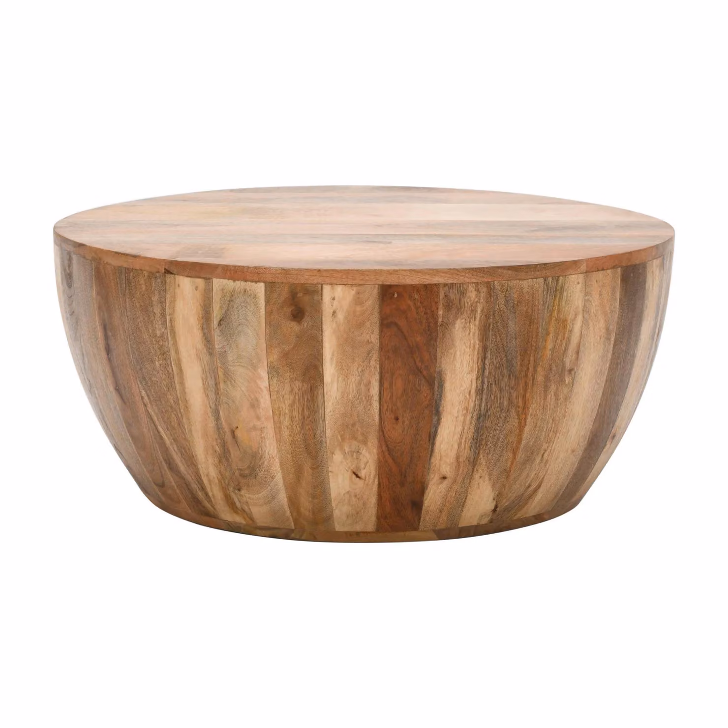 IH Design Bratton Mango Wood Drum Coffee Table in Brown, W/D/H: 80 x 80 x 35 cm – 2