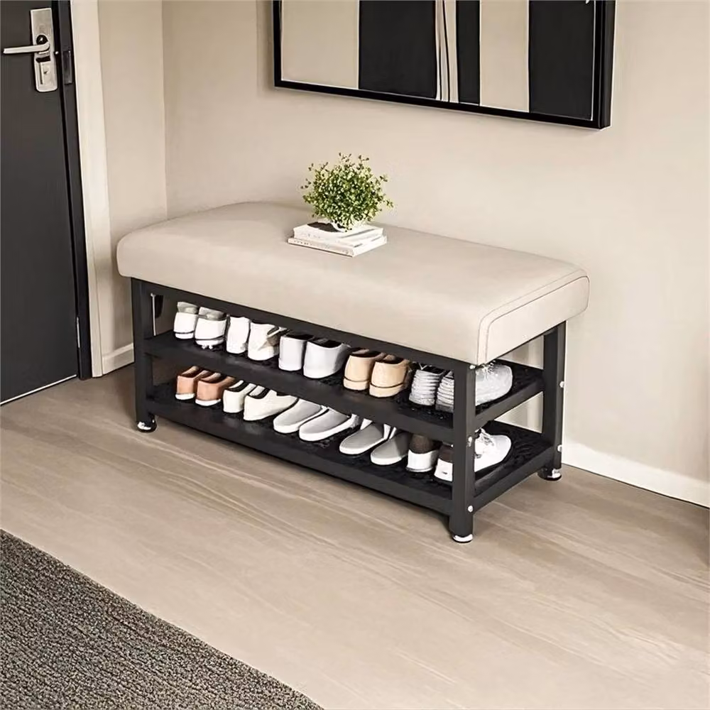 EONLION White Shoe Storage Cabinet Bench with Padded Cushion Seat – 5