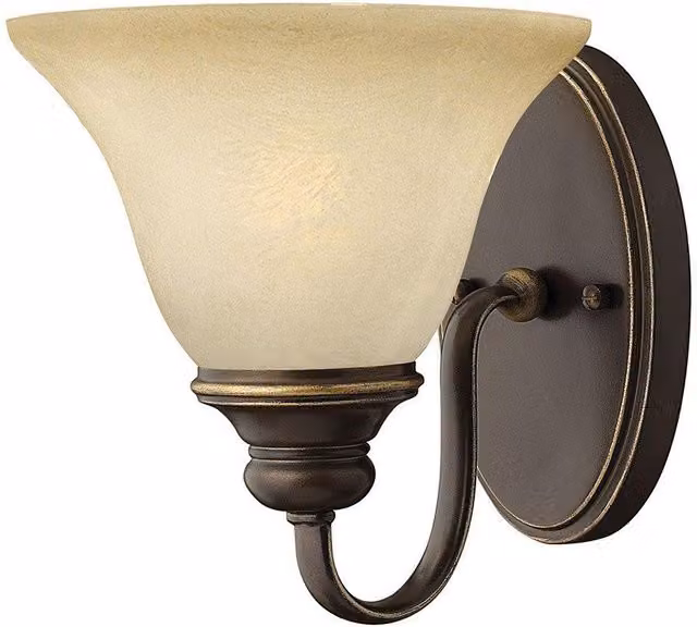 Netlighting Cello Single Light Wall Lamp with Antique Bronze Metal and Brown Glass Shade, E27