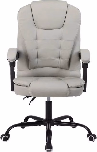 ERGOVEXA Grey Faux Leather Height Adjustable Office Task Chair with Headrest and Armrests
