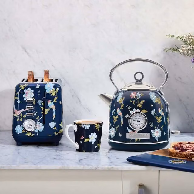 Laura Ashley Dome Kettle and 2 Slice Toaster Bundle in Navy Blue