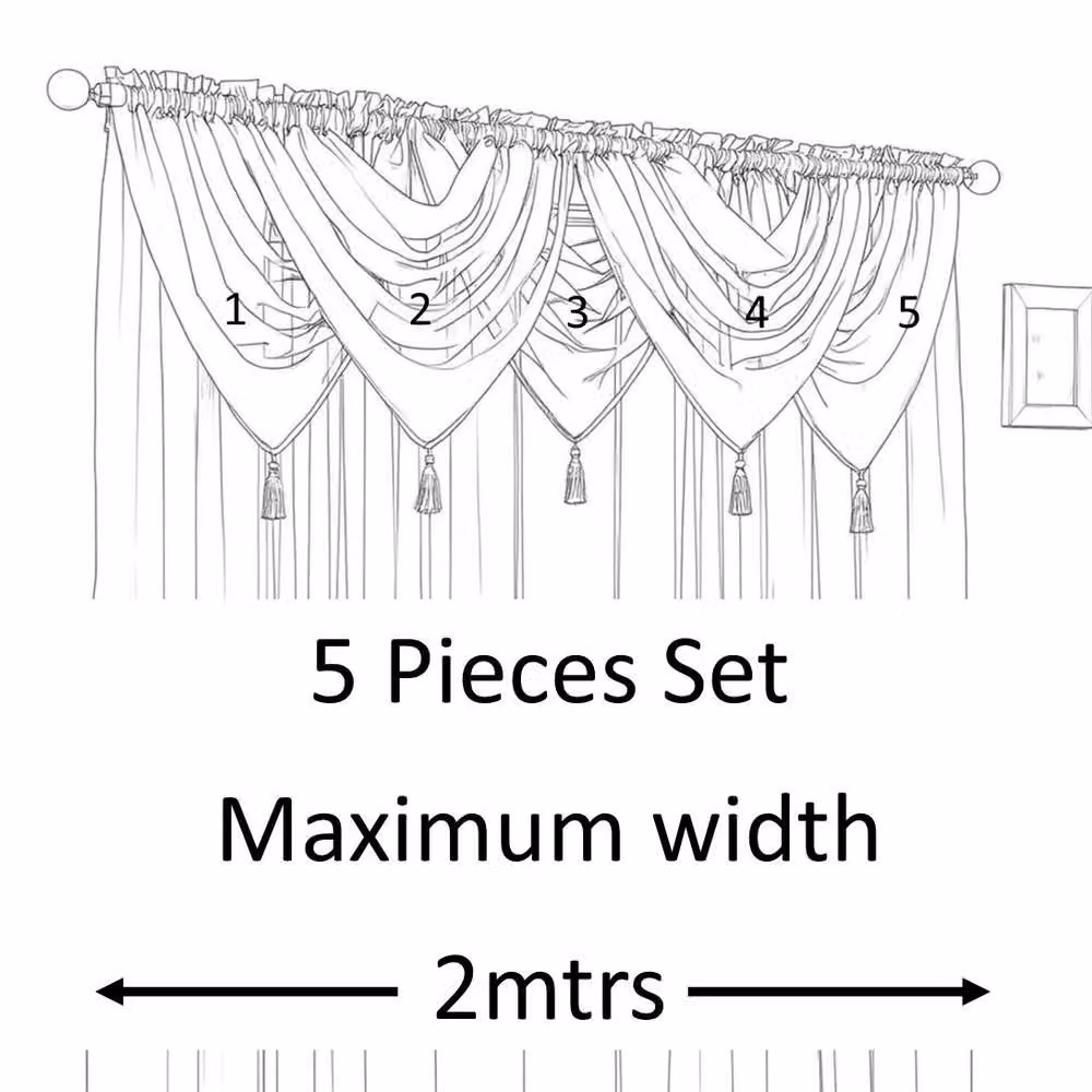 Luxury Living 5 Piece Voile Swag Set in Petrol Blue, Width: 56 cm, Drop: 45 cm – 2