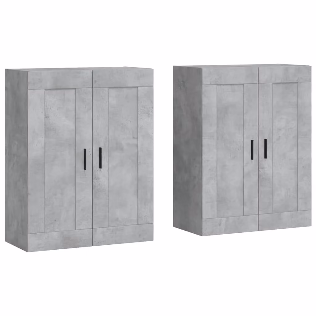 Berkfield Home Set of 2 Wall Mounted Cabinets in Concrete Grey Engineered Wood