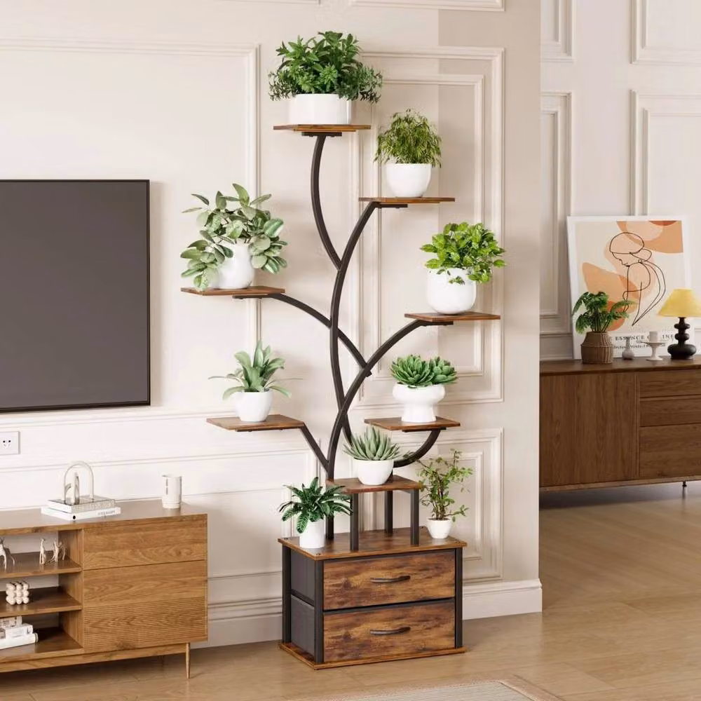 FORGEVIO Mondeer Modern Metal Plant Stand in Brown – 4