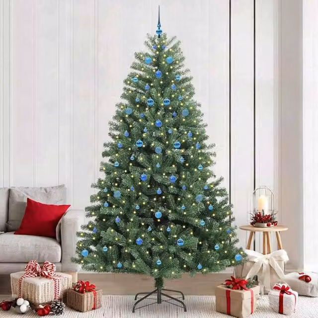 Berkfield Home Artificial Hinged Christmas Tree in Green, Height: 240 cm – 1