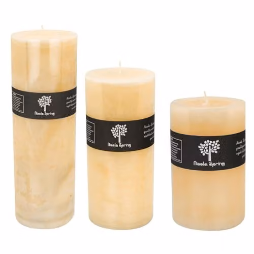 Nicola Spring Beige Round Pillar Candles, Pack of 3 – 1