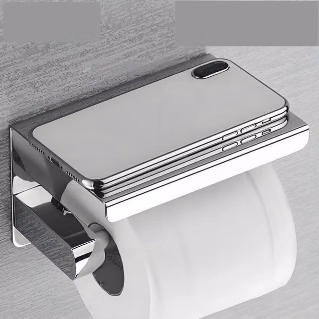 SPETLEK Wall-Mounted Stainless Steel Toilet Paper Roll Holder in Silver – 1