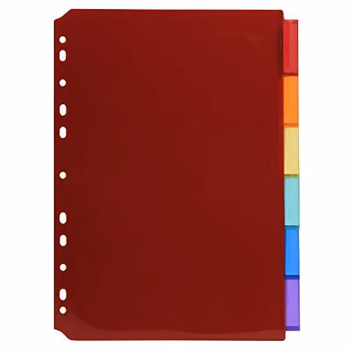 Exacompta A4 Plastic Dividers with 6 Blank Tabs in Translucent Multicolour