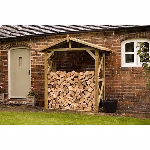 Forest Garden Large Rustic Brown Wall-Mounted Apex Log Store W/D/H: 90.0 x 59.0 x 214.3 cm – 3