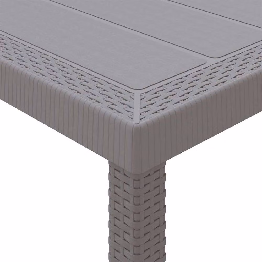 Berkfield Home Extendable Rectangular Garden Table in Light Grey Poly Rattan, W/D/H: 300 x 100 x 73 cm – 3