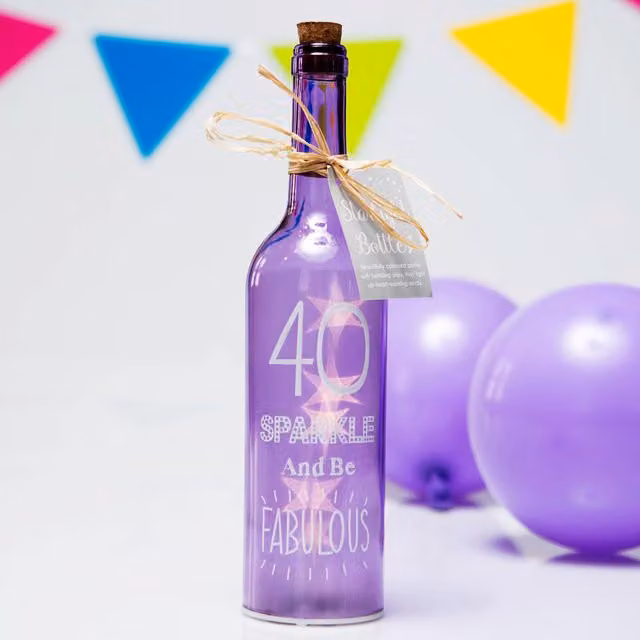 Boxer Gifts Women's 40th Birthday Starlight Glass Bottle in Purple and Multicolour