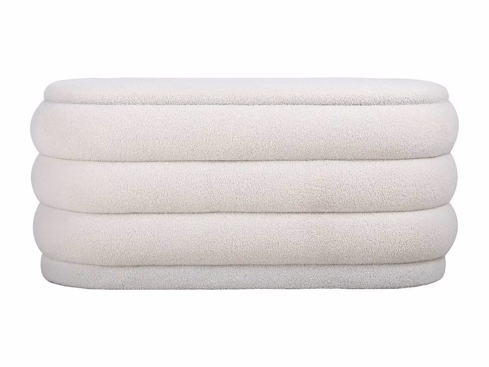 ECAMBI Vente-unique Blanket Chest in White Bouclé Fabric, W/D/H: 101.5 x 47 x 49 cm – 2